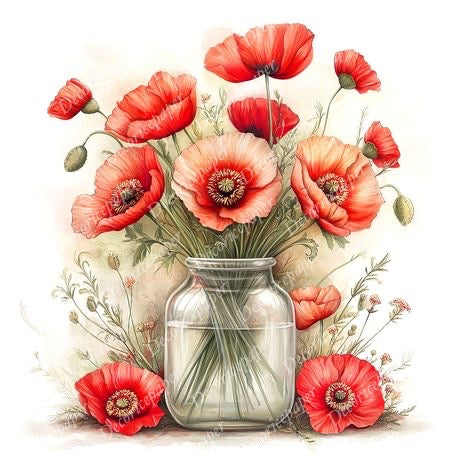 S008 - Poppy Blooms - Mini Rice Paper Set