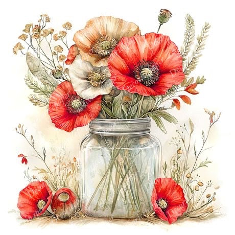 S008 - Poppy Blooms - Mini Rice Paper Set