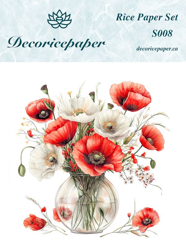 S008 - Poppy Blooms - Mini Rice Paper Set