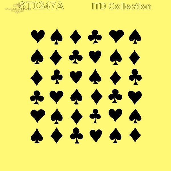 card symbols stencil for crafts and painting