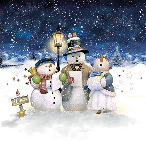 Muñecos de nieve cantores - Servilleta