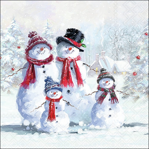 Muñeco de nieve con sombrero - Servilleta