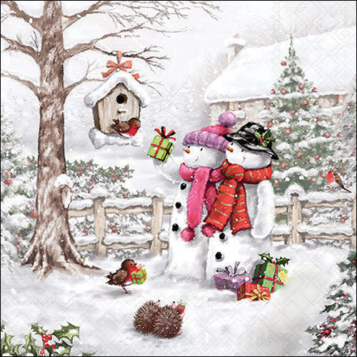 Snowmen Bringing Gifts - Lunch Napkin