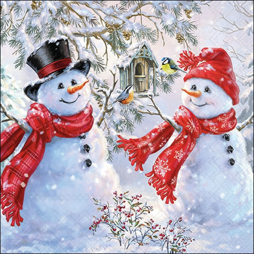 Snowmen and Birds - Lunch Napkin