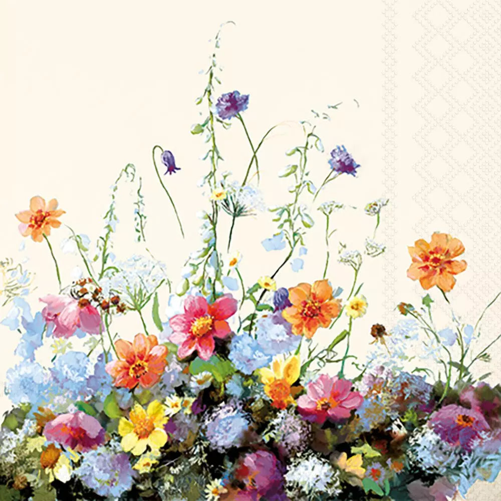 Colorful bouquet of wildflowers on a light background