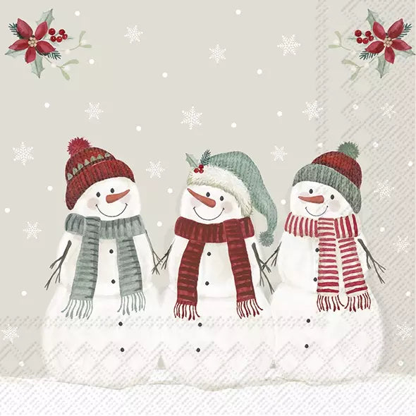 Three Snowmen Cream - Lunch Napkin