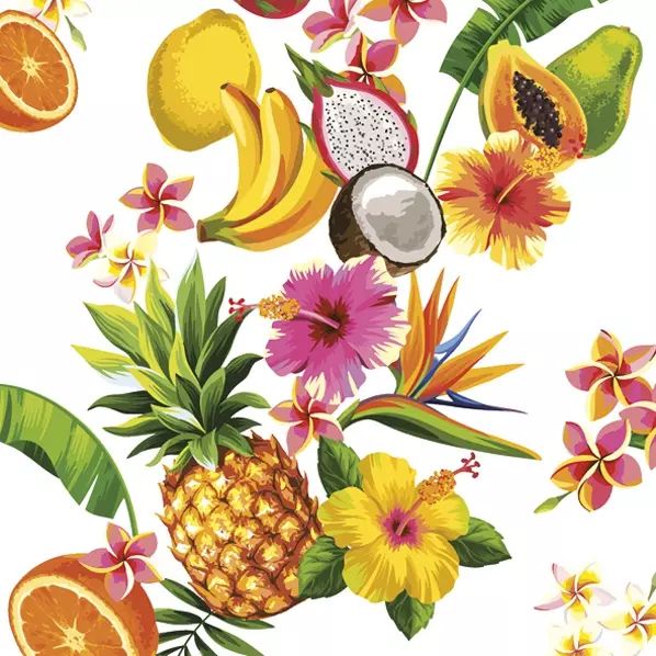 Tropical Mix on White - Napkin
