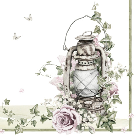 Shabby Rose and Lantern - Napkin