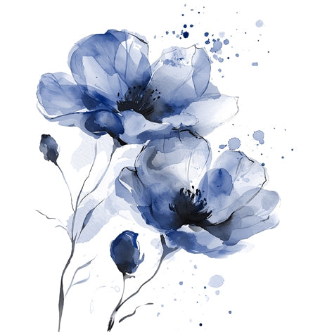 Delicate Flowers Navy - Napkin