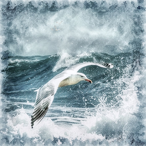 Seagulls in Stormy Sea - Napkin