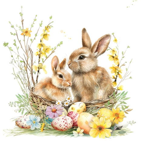 Bunnies in Basket - Napkin