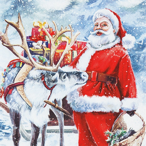 Papá Noel con renos - Servilleta