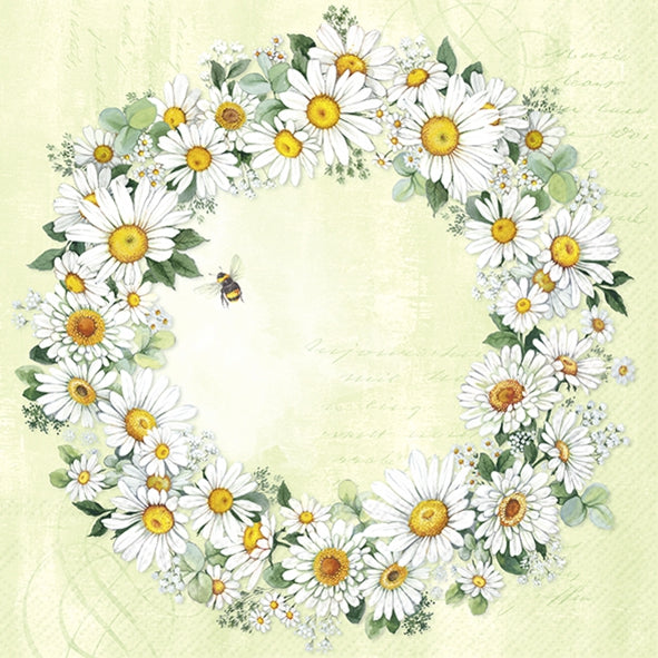 Daisies Wreath Light Green - Napkin