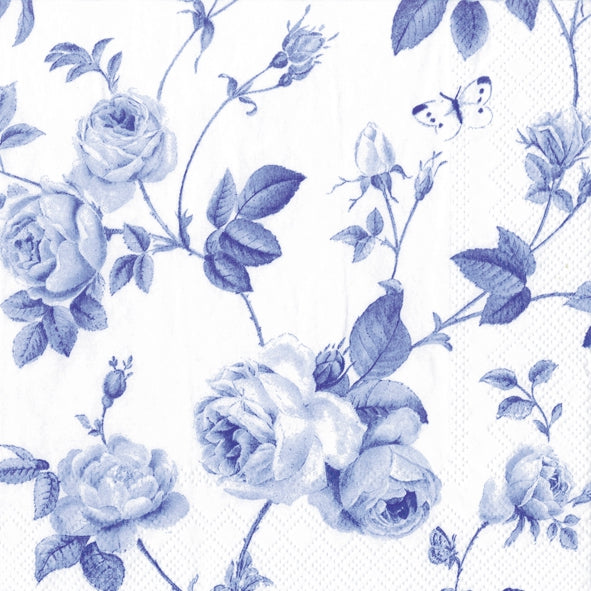 Rambling Rose White Blue - Lunch Napkin