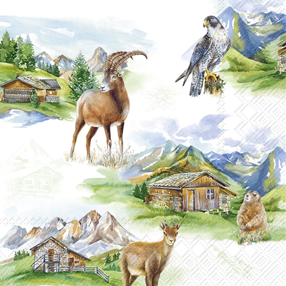 Mountain Wildlife Green - Napkin