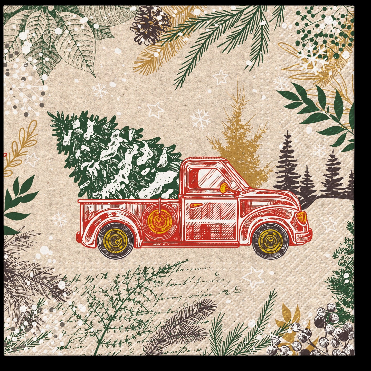 Voiture de Noël vintage - Serviette