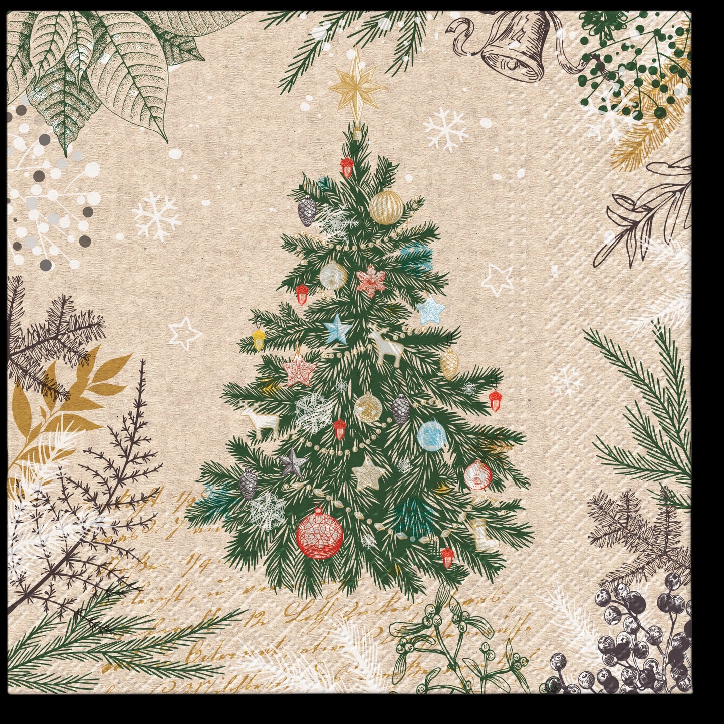 Servilleta con árbol de Navidad vintage