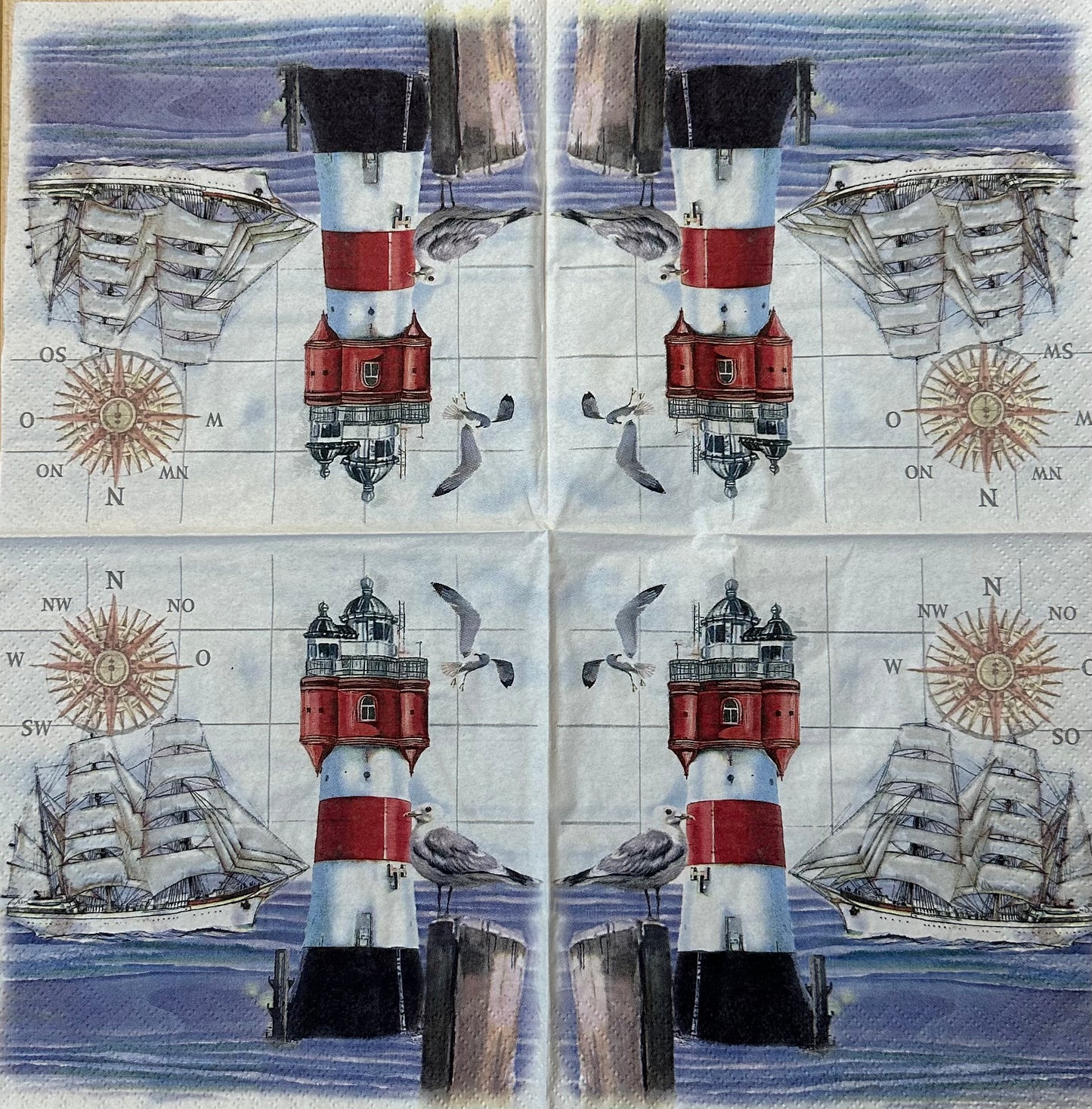 Lighthouse and Compass - Lunch Napkin