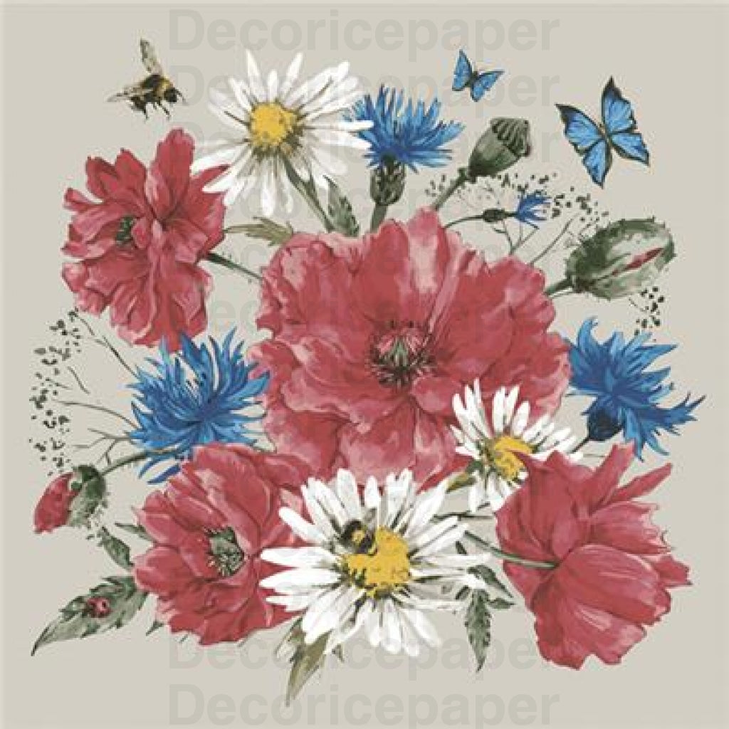 Mix Of Wild Flowers With Poppies Napkin