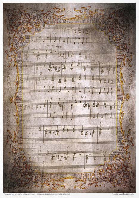 Sheet music with decorative border on textured paper