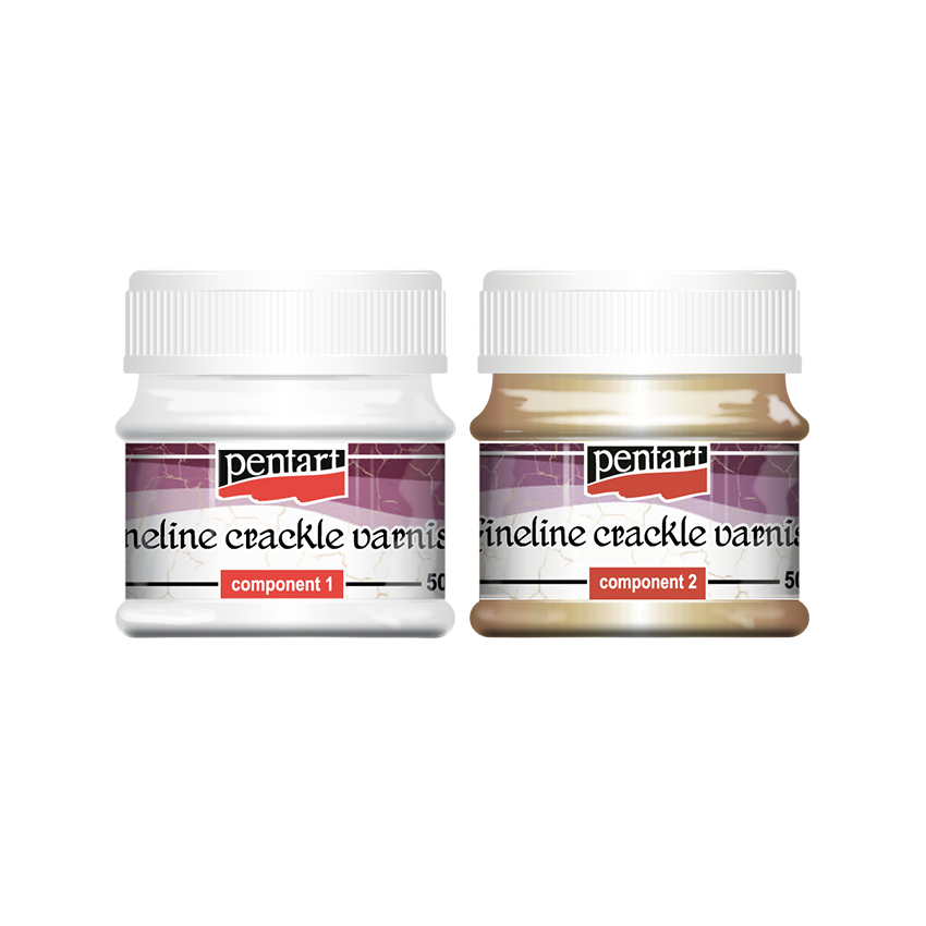 Two bottles of Pentart Fineline crackle varnish.