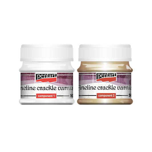 Two bottles of Pentart Fineline crackle varnish.