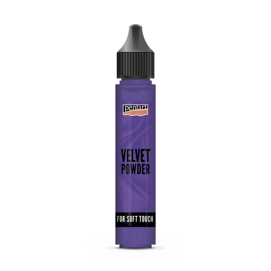 Purple bottle labeled 'Velvet Powder' with a black cap