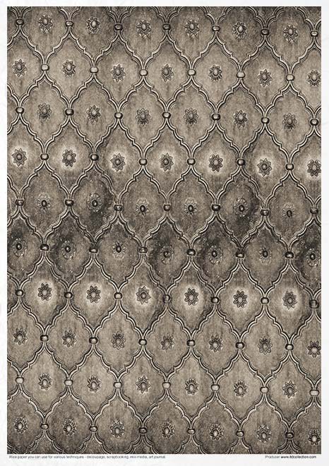 Decorative patterned rug with geometric design in brown tones