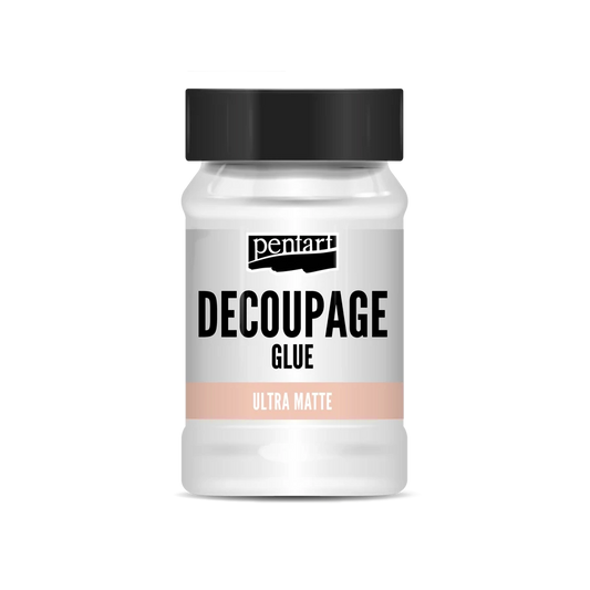 JarBottle of decoupage glue ultra matte with Pentart branding .