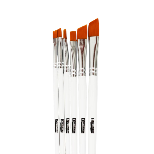 Set of paint brushes with orange bristles 