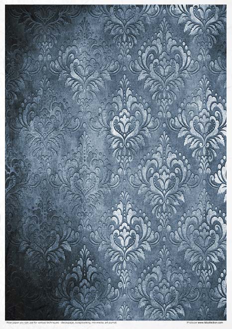 Decorative blue and gray patterned wallpaper