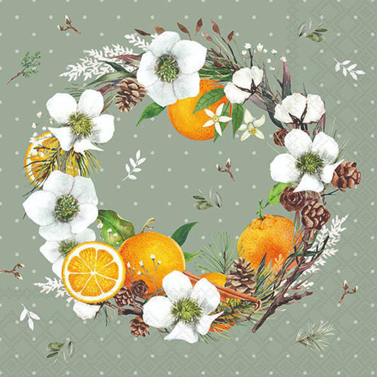 Helleborus and Oranges - Lunch Napkin