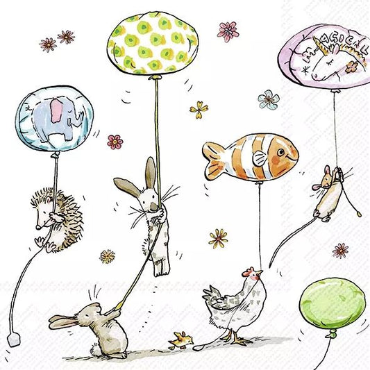 Animals with Balloons - Napkin