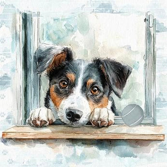 Dog looking out a window