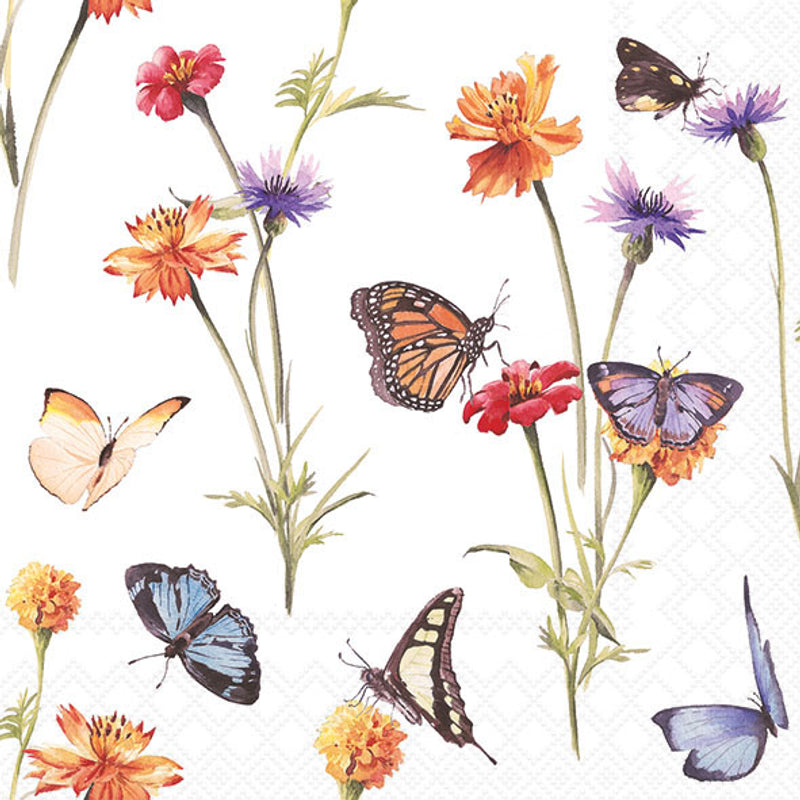 Butterfly Garden White - Napkin