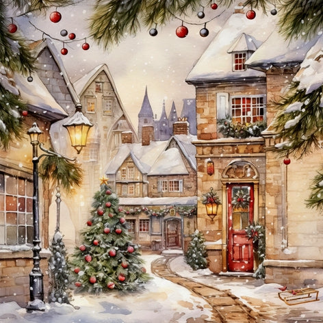 Festive Christmas Village  - Napkin
