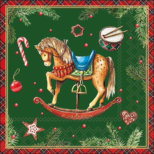 Classic Rocking Horse GREEN - Napkin