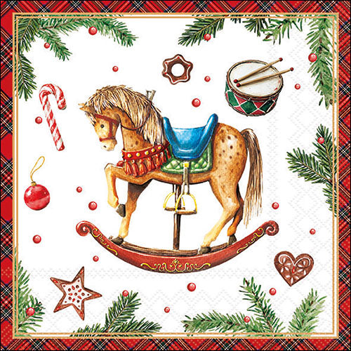 Classic Rocking Horse White - Napkin