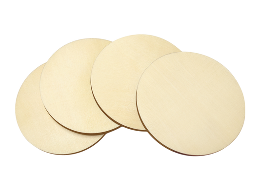 Plywood Craft Coasters - Round, 9.5 cm (3.74”), Set of 4