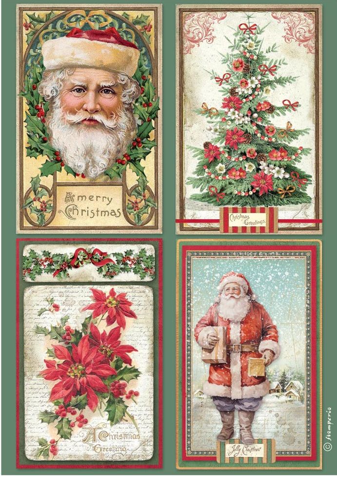Rice paper with 4 christmas themed images.