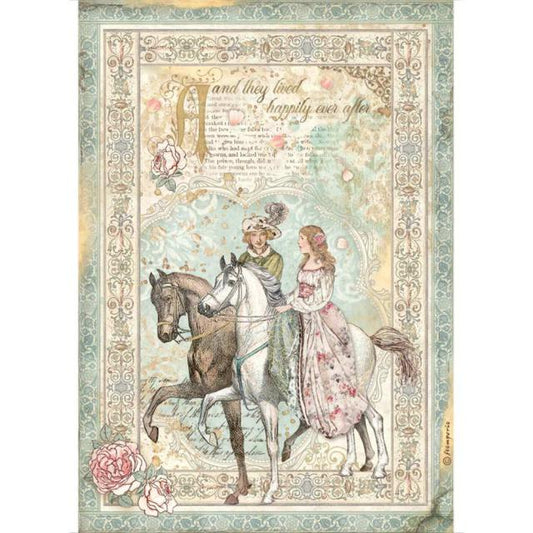 Sleeping Beauty Prince on Horse DFSA4575 - Rice paper A4