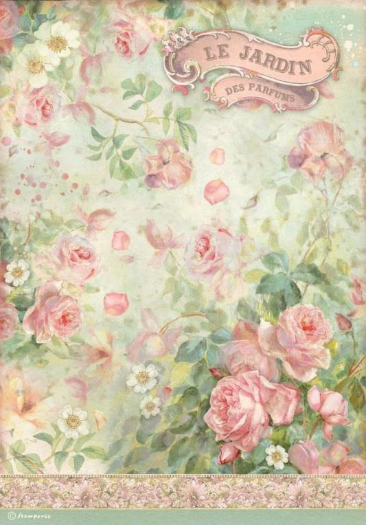 Rose Parfum Le jardin des parfums - Papier de riz A4