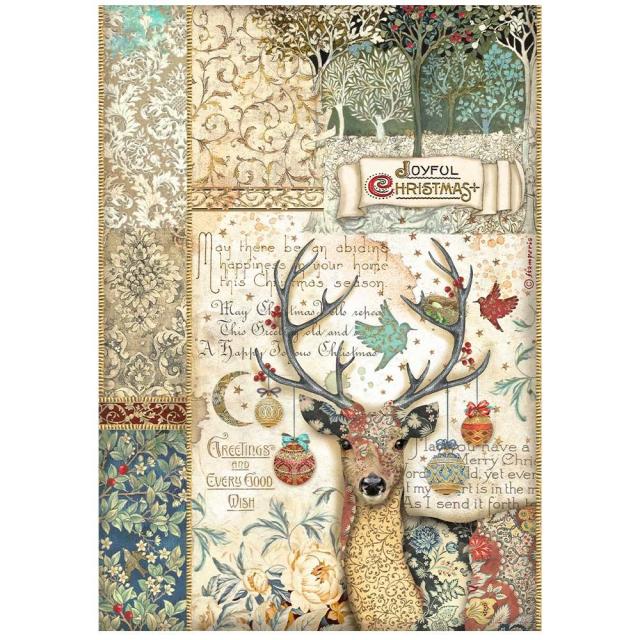 Christmas Greetings Deer DFSA4793 - Rice paper A4