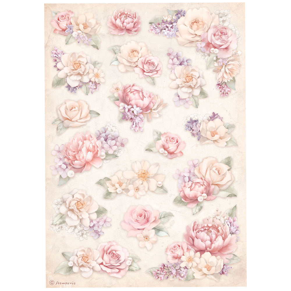 Romance Forever Floral Background  DFSA4835 - Rice paper A4