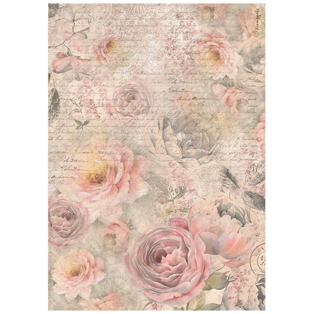 Shabby Rose Roses Pattern  DFSA4877 - Rice paper A4