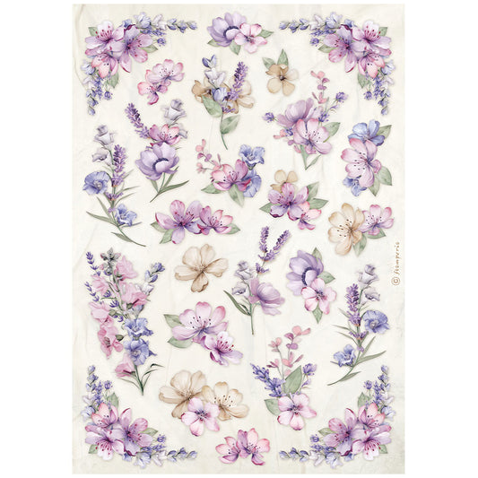 Patrón de flores de lavanda DFSA4881 - Papel de arroz A4