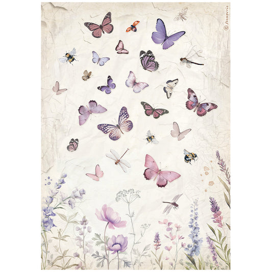 Lavender Butterfly  DFSA4884 - Rice paper A4