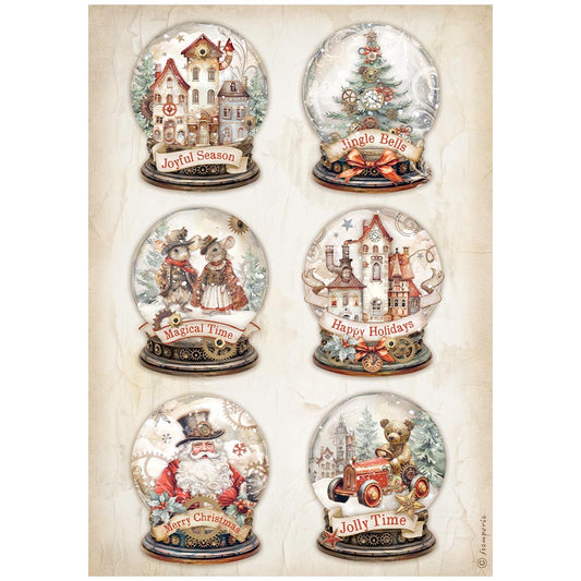 Gear Up for Christmas Snow Globes DFSA4937 - Rice paper A4