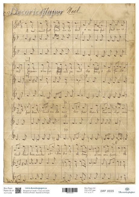 An antique, aged parchment design with musical note sheet.