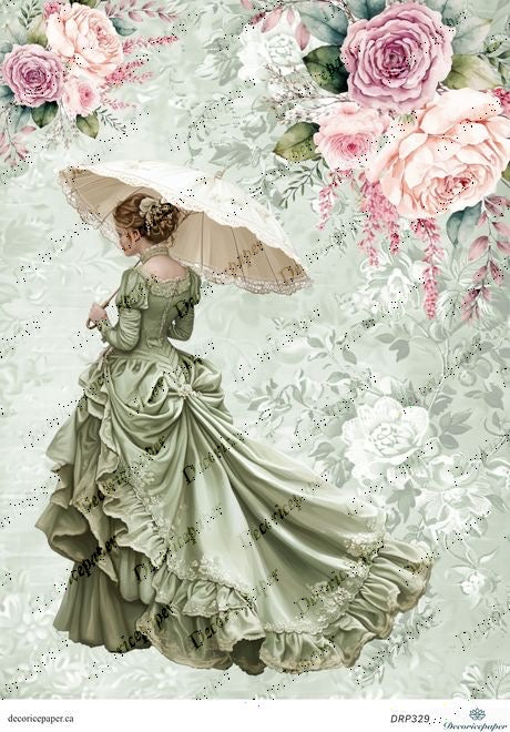 DRP329 - Victorian Lady Rice Paper A4